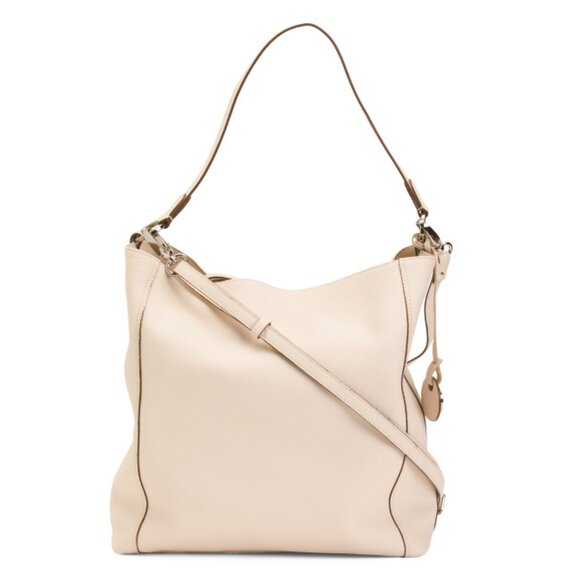 GIANNI CONTI Vanilla Made In Italy Leather Triple Compartment Hobo